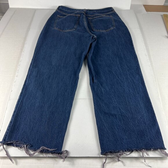 Abercrombie Fitch Jeans Womens 32x27* High Rise Loose Blue Raw Hem Denim Tag 31S - Picture 9 of 16